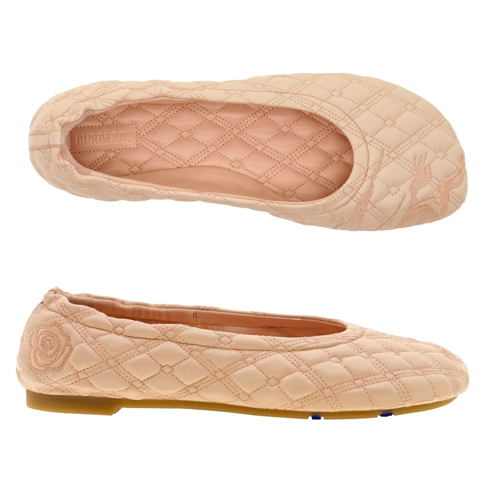 Burberry Quilted Blush Pink Leather Ballet Flats